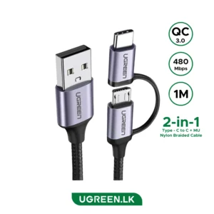 UGREEN 1 Meter 2in1 USB to Micro USB + Type-C Cable