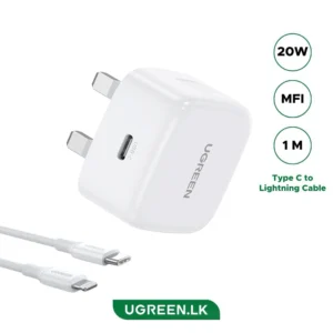 UGREEN 20W Type-C PD Fast Charger With MFI Type-C to Lightning 1 Meter Cable Set