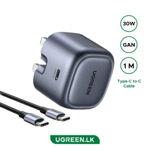 UGREEN 30W USB-C Nexode GaN PD Fast Charger UK (Space Gray) with Type-C to Type-C Cable